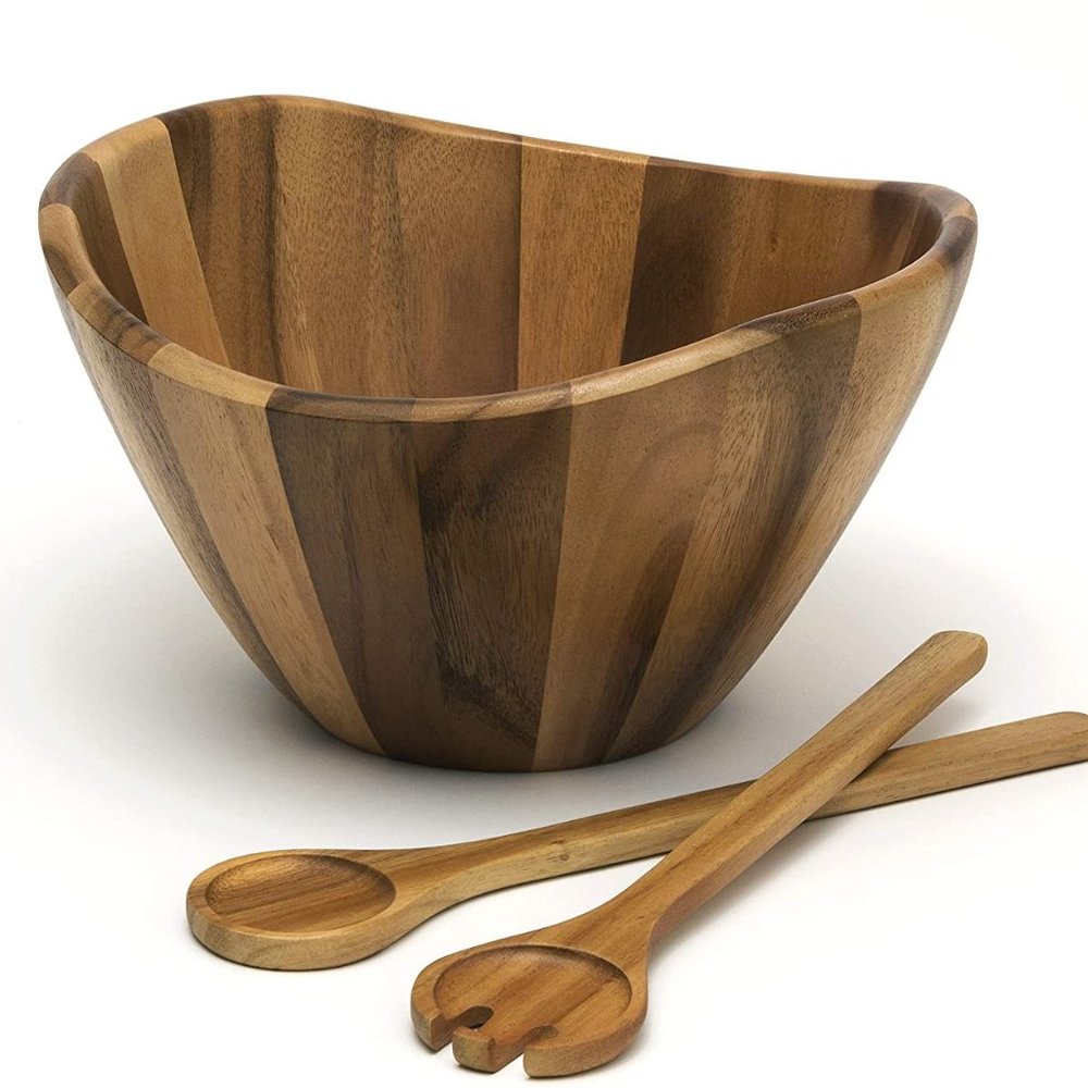 Lipper International Acacia Large Wave Bowl